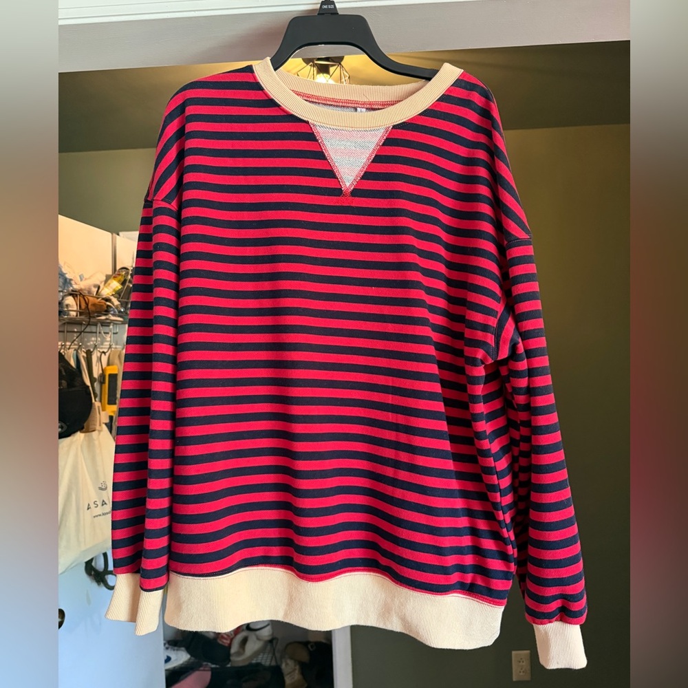 Red and Black Striped Sweatshirt